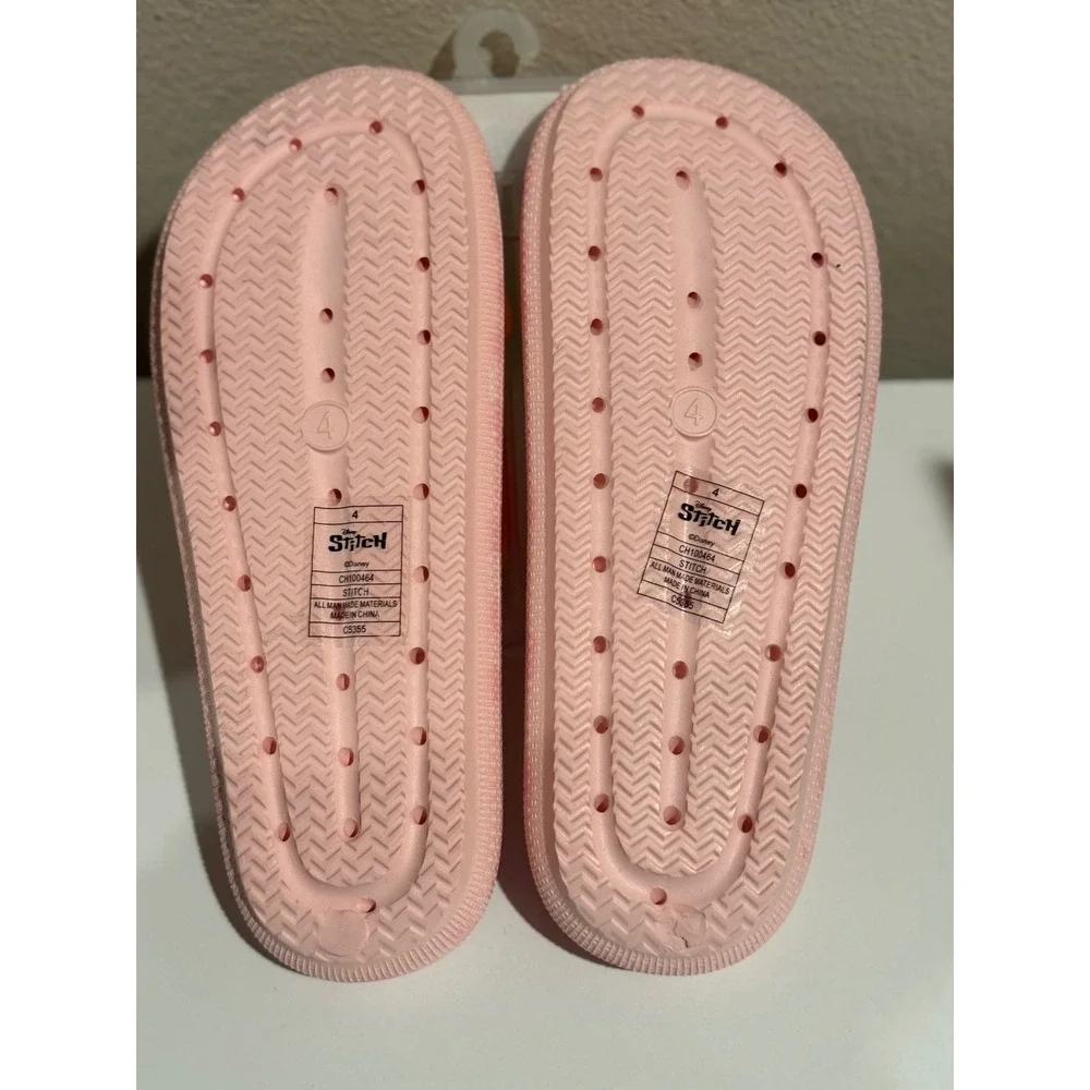 Disney Stitch and Angel Kids Pink Slide Sandals Size 4 CH100464 NWT